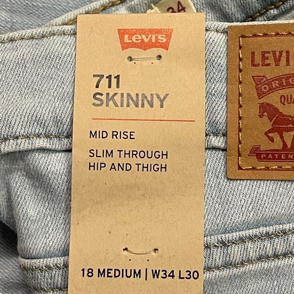 Levi's Women's 711 Mid-Rise Skinny Jeans - White Indigo 34 - Picture 6 of 6